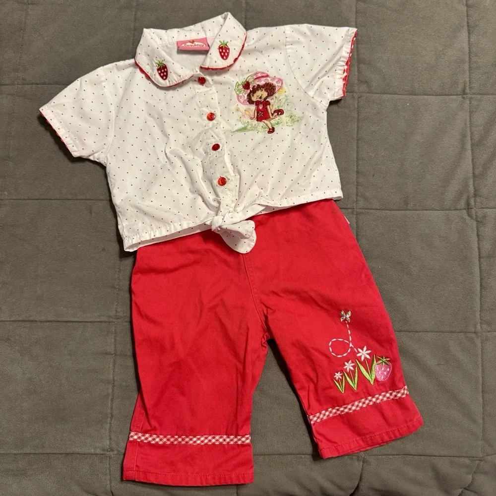 Vintage Y2K Strawberry Shortcake Set 24M Pants & Shirt Toddler Outfit